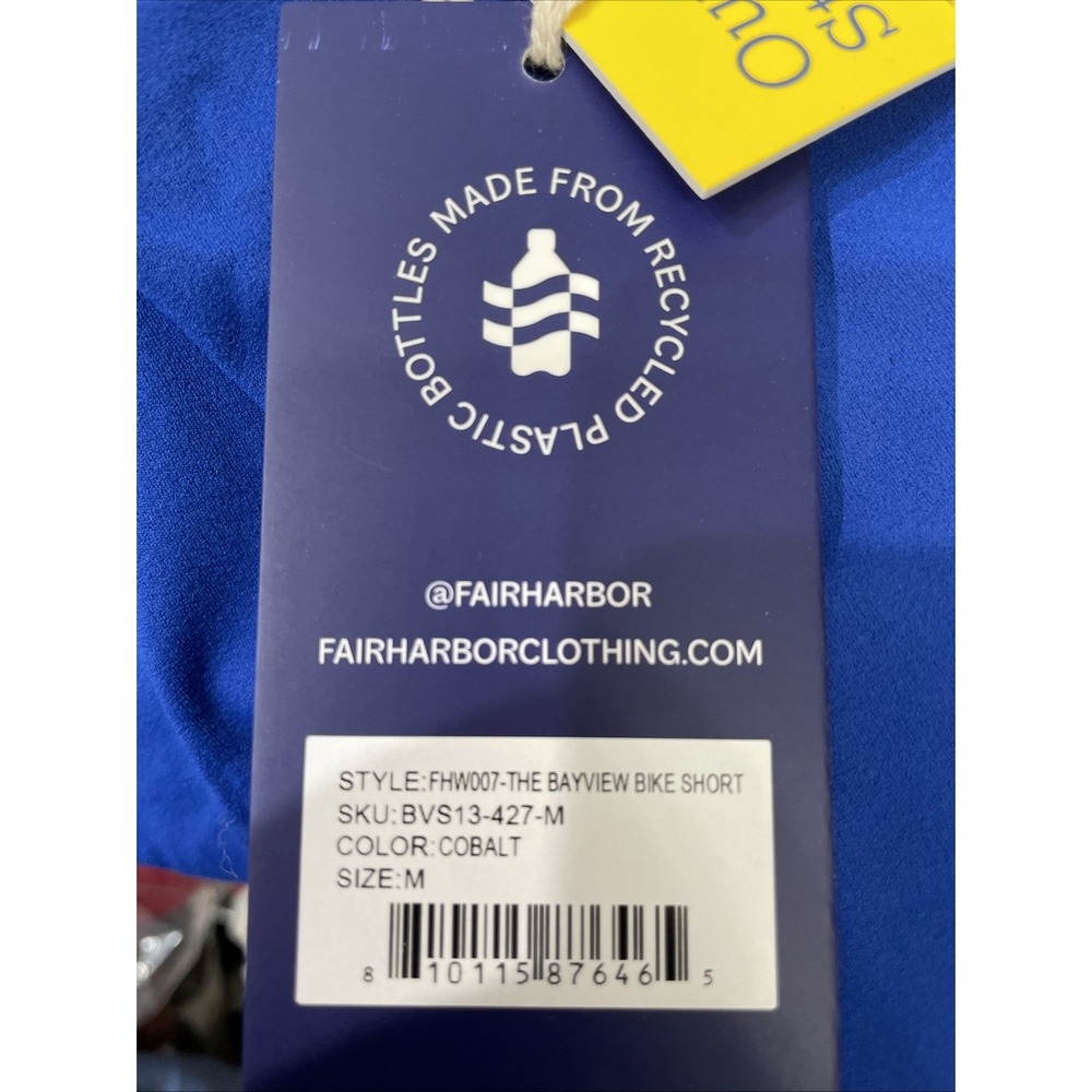 Fair Harbor Bayview bike short cobalt Women's M With Back Zipper Pocket NWT - Picture 5 of 8